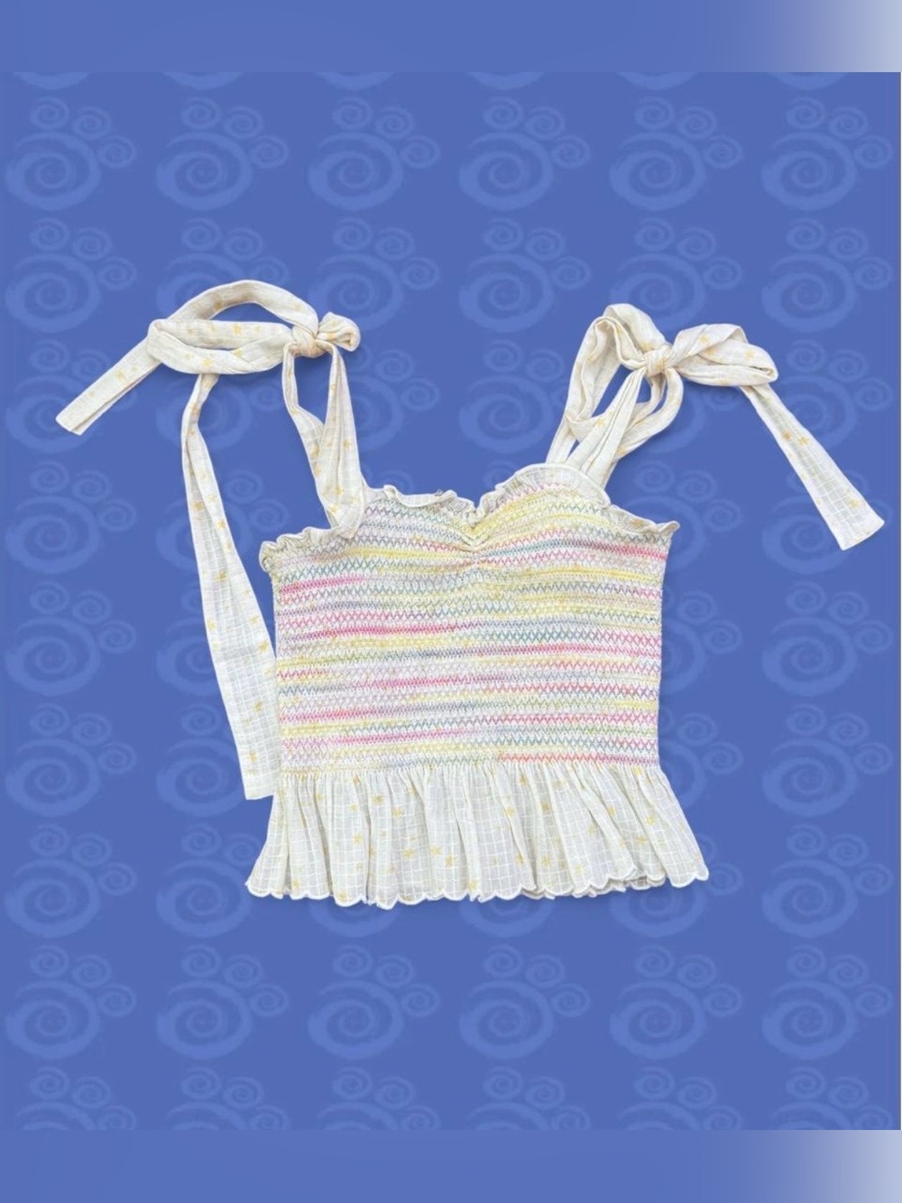 LoveShackFancy Smocked Cotton Ruffle
Cami Top XS